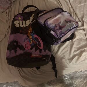 Purple and Black Kids Backpack Set sprayground